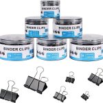 208 PCS Binder Clips Paper Clamps Assorted Sizes, Metal Paper Binder Clip, Black Binding Paperwork Clamp Bulk, School Teachers Office Supplies